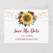 Zonnebloem Bourgundy Roos licht sparen de datum Aankondigingskaart (Voorkant)