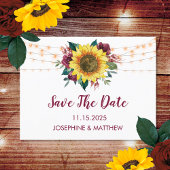 Zonnebloem Bourgundy Roos licht sparen de datum Aankondigingskaart