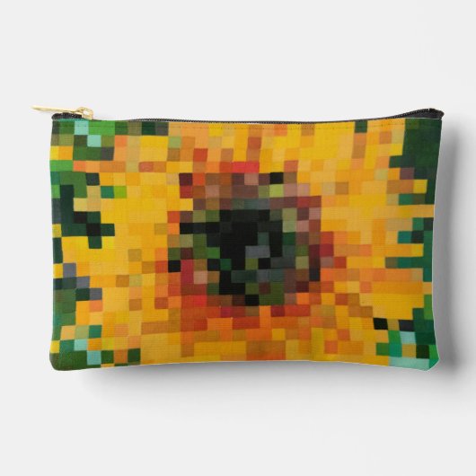 Zonnebloem Bright Floral Pixel Art Etui (Voorkant)