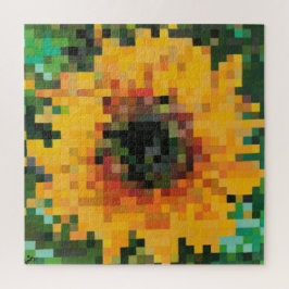 Zonnebloem Bright Floral Pixel Art Legpuzzel