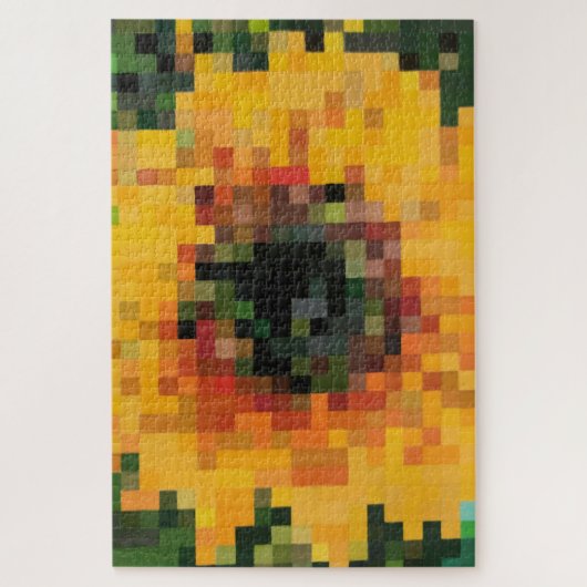 Zonnebloem Bright Floral Pixel Art Legpuzzel (Verticaal)