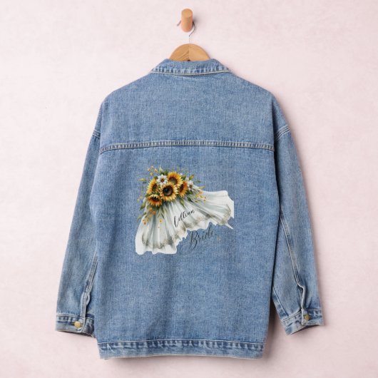 Zonnebloem bruid sluier gepersonaliseerde denim ja denim jacket (Hangar)