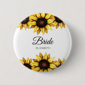 Zonnebloem Bruid Wit Geel Bruiloft Ronde Button 5,7 Cm (Voorkant)