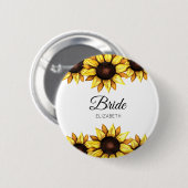 Zonnebloem Bruid Wit Geel Bruiloft Ronde Button 5,7 Cm (Voorkant /achterkant)