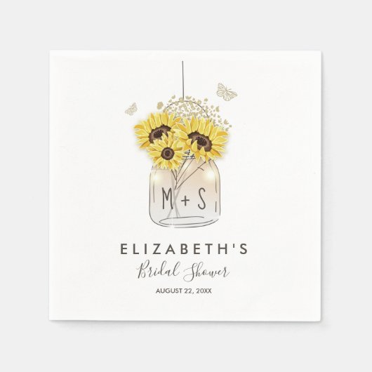 Zonnebloem Bruids Papier Servetten Country Wedding (Voorkant)