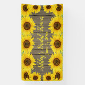 Zonnebloem Bruidsfeest Achtergrond Rustieke Houten Spandoek (Verticaal)