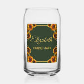 Zonnebloem bruiloft bos groen bruidsmeisje blikvorm glas (Voorkant)