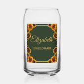 Zonnebloem bruiloft bos groen bruidsmeisje blikvorm glas (Achterkant)