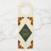 Zonnebloem Bruiloft Bos Groen & Goud Flessenhanger (Voorkant)