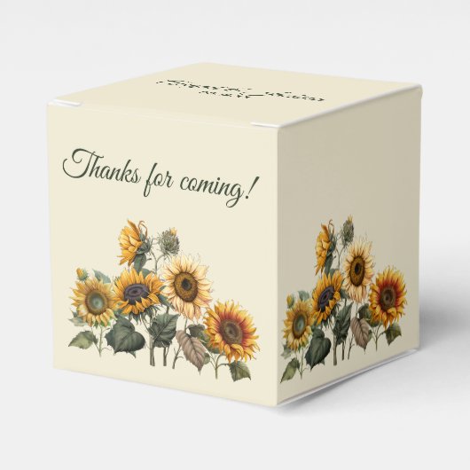 Zonnebloem bruiloft bos groen rustiek bedankdoosjes (Voorkant Zijde)