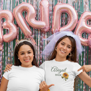 Zonnebloem bruiloft bos groene bruid t-shirt