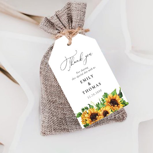 Zonnebloem bruiloft cadeau Label Cadeaulabel