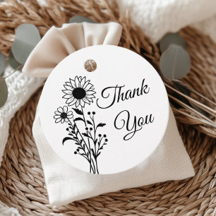 Zonnebloem bruiloft Dank u rustieke wilde bloemen Bedankjes Labels