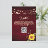 Zonnebloem bruiloft details QR-code Informatiekaartje (Staand voorkant)