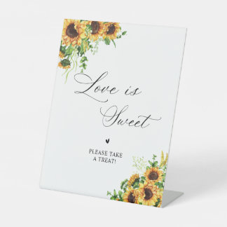 Zonnebloem Bruiloft Feest Love Is Sweet Bord Reclamebord Met Voetstuk