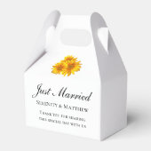 Zonnebloem bruiloft gunst geel bloemen net getrouw bedankdoosjes (Achterkant)