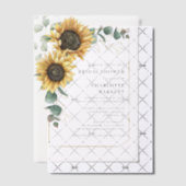 Zonnebloem Bruiloft met Bloemig Eucalyptus Motief Vellum Uitnodigingen (Offset (Uitnodiging))