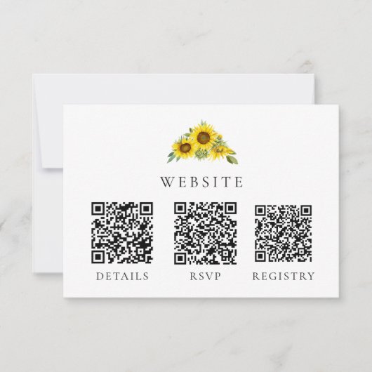 Zonnebloem bruiloft QR Code Registry RSVP Website (Voorkant)