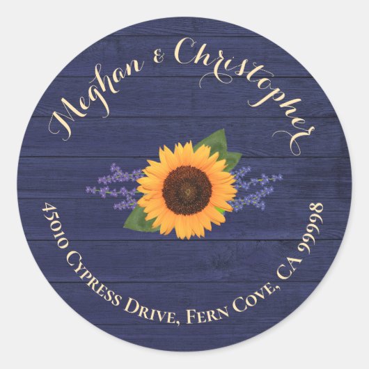 Zonnebloem bruiloft retour adres envelop zegel (Voorkant)