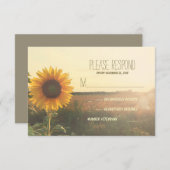 zonnebloem bruiloft RSVP kaarten (Voorkant / Achterkant)