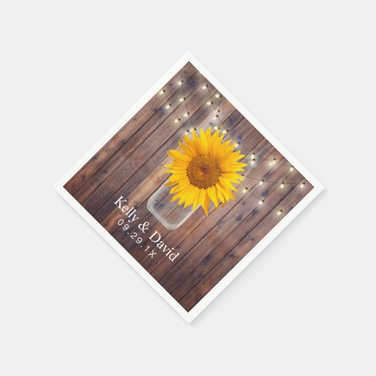 Zonnebloem bruiloft Rustieke Schuur Hout String Li Servet (Hoek)