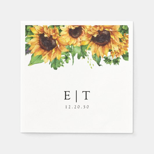 Zonnebloem bruiloft servetten (Voorkant)