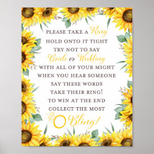 Zonnebloem Bruiloft Spel Bord Poster