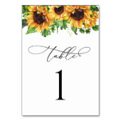 Zonnebloem bruiloft tafel nummers kaart (Achterkant)