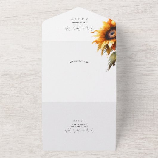 Zonnebloem bruiloft uitnodigingen met RSVP (Buitenkant)