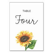 Zonnebloem bruiloft vier tafel nummer kaart (Achterkant)