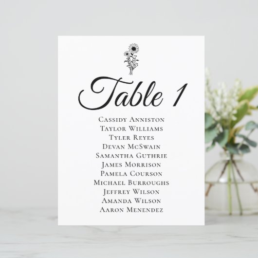 Zonnebloem bruiloft Zitting Grafiek Rustieke Wildf (Staand voorkant)