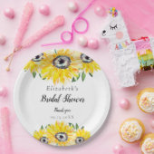 Zonnebloem Bruiloftsfeest Script Modern Bloem Chic Papieren Bordje (Feest)