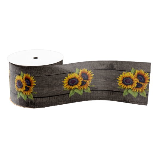 Zonnebloem Bruin Hout Graan Style Ribbon Grosgrain Lint (Spoel)