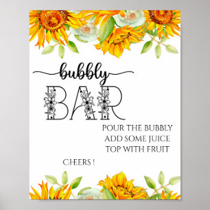 Zonnebloem bruisende bar bruiloft bord poster