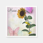 Zonnebloem Bumblebeenvlinderpapier Servet (Voorkant)