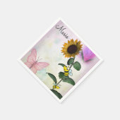 Zonnebloem Bumblebeenvlinderpapier Servet (Hoek)