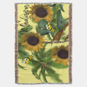 Zonnebloem Bumblebei Throw Blanket Deken (Voorkant Verticaal)