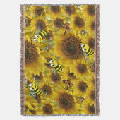 Zonnebloem Bumblebei Throw Blanket Deken (Voorkant Verticaal)