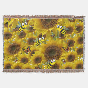 Zonnebloem Bumblebei Throw Blanket Deken