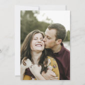 Zonnebloem Burgundy Navy Blue Script Photo Weduwsc Kaart (Achterkant)