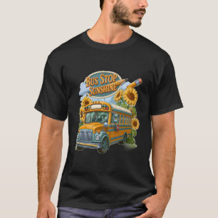 Zonnebloem Bus Stop Schoolbus en Zonnebloemen T-shirt