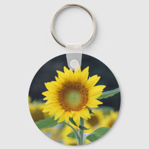 Zonnebloem Button Sleutelhanger