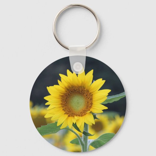 Zonnebloem Button Sleutelhanger (Voorkant)