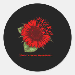Zonnebloem cadeau Rode Bloed Kanker Bewustzijn War Ronde Sticker