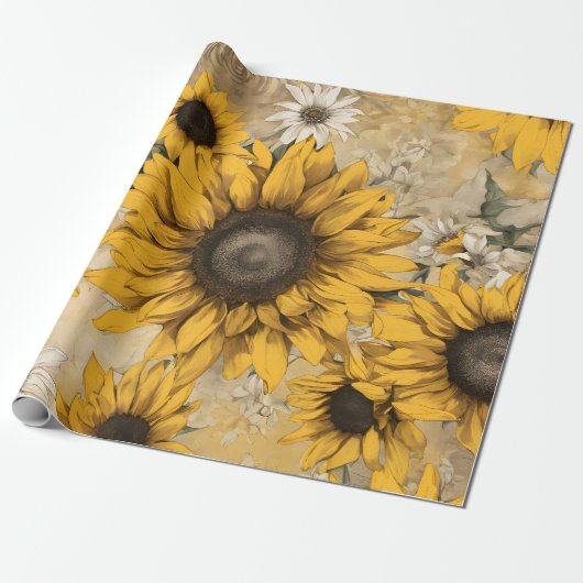 Zonnebloem Cadeaupapier (Uitgerold)