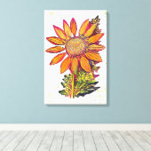 Zonnebloem Canvas Afdruk (Insitu (Houten vloer))