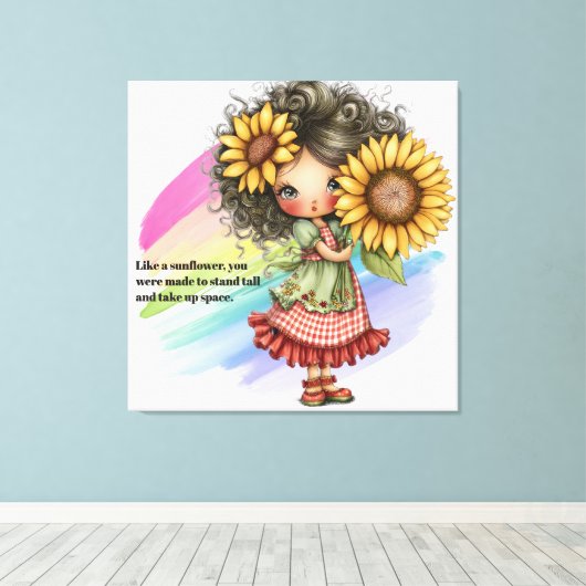 Zonnebloem Canvas Afdruk (Insitu (Houten vloer))