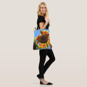 Zonnebloem canvas tas (Op model)