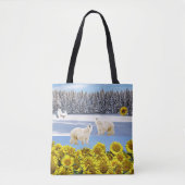 Zonnebloem Canvas tas van pootse Beer (Voorkant)