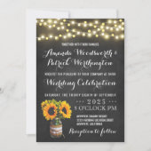 Zonnebloem Chalkboard Country Wedding Invitations Kaart (Voorkant)